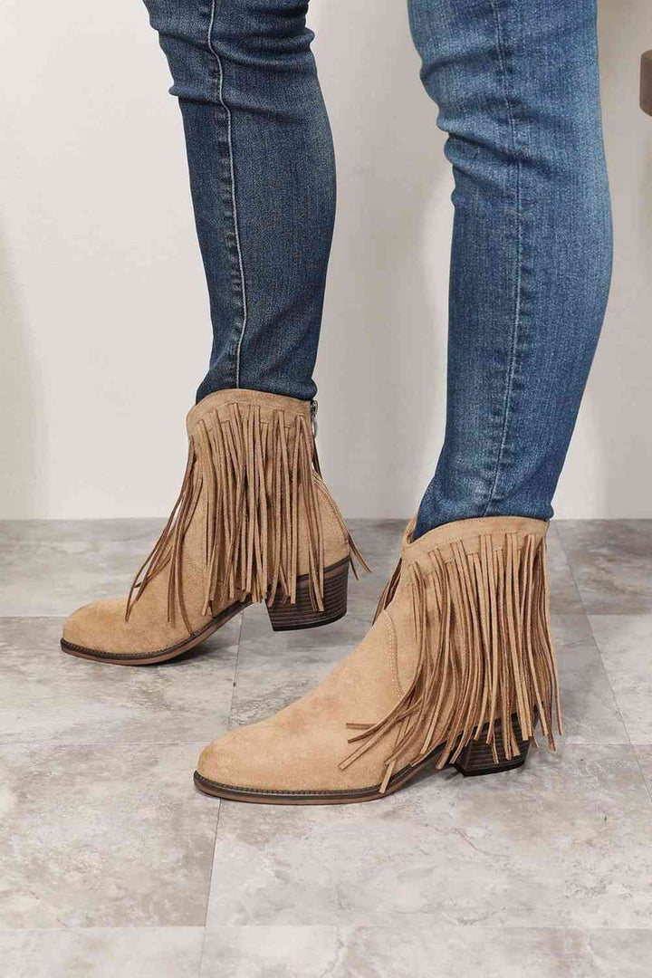 Women's Fringe Western Cowboy Block-Heel Ankle Boots