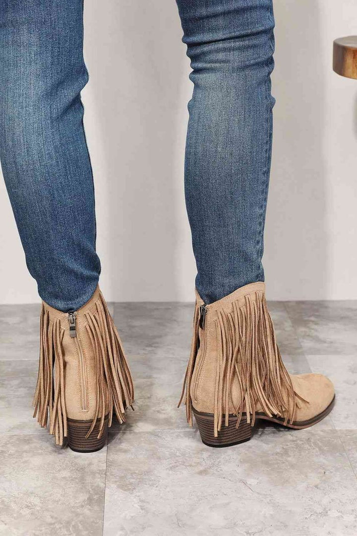Women's Fringe Western Cowboy Block-Heel Ankle Boots