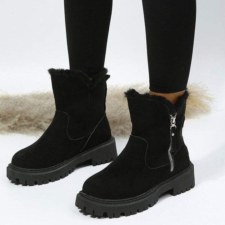 Women's Fur-Lined Suede Zip-Up Winter Ankle Boots