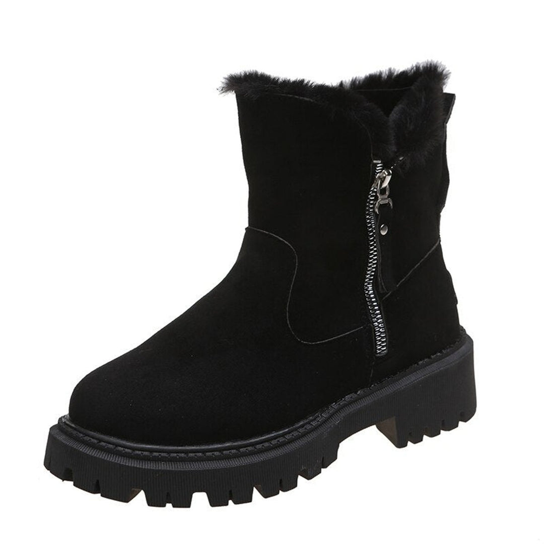 Women's Fur-Lined Suede Zip-Up Winter Ankle Boots