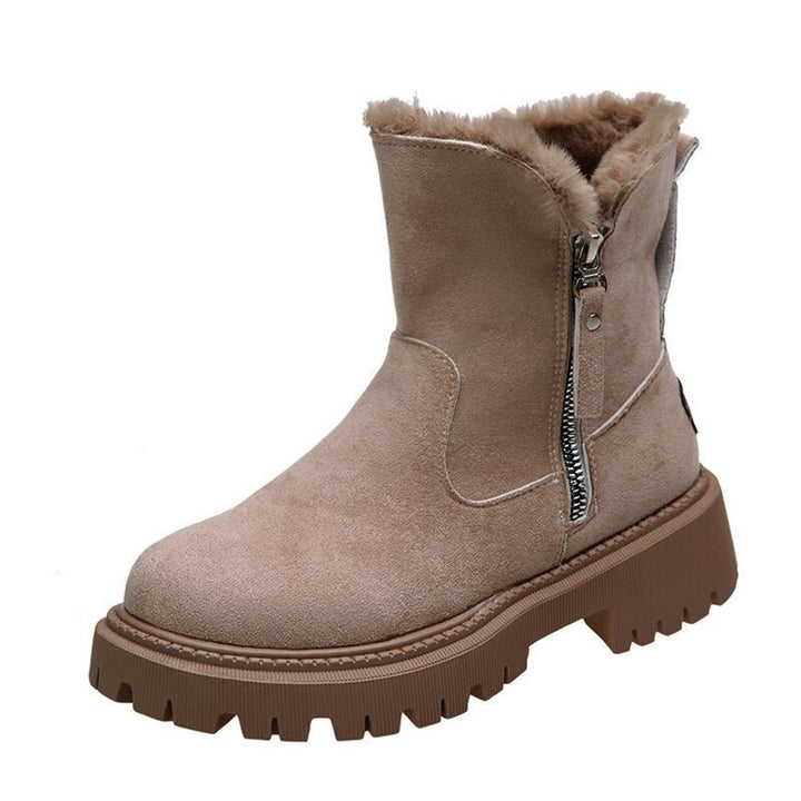 Women's Fur-Lined Suede Zip-Up Winter Ankle Boots