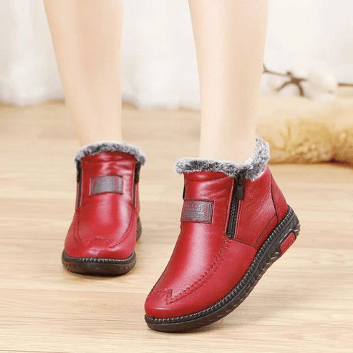 Women's Fur-Lined Zip-Up Orthopedic Leather Ankle Boots