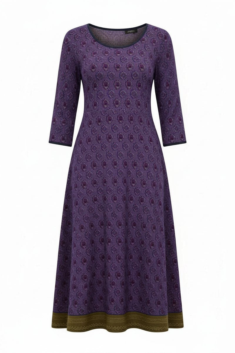 Women's Geometric Print Retro A-Line Fall Midi Dress