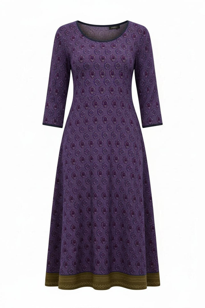 Women's Geometric Print Retro A-Line Fall Midi Dress