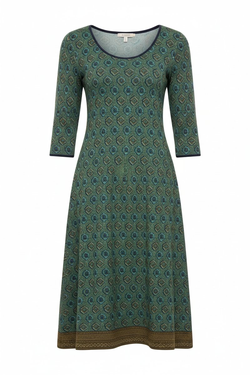 Women's Geometric Print Retro A-Line Fall Midi Dress