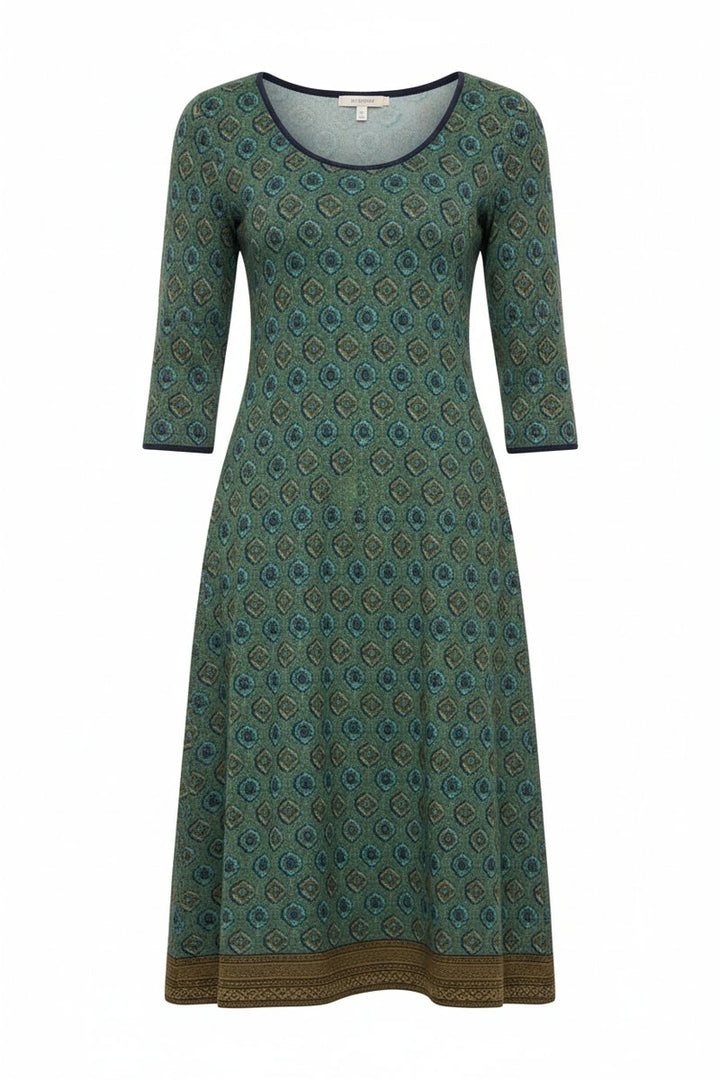 Women's Geometric Print Retro A-Line Fall Midi Dress