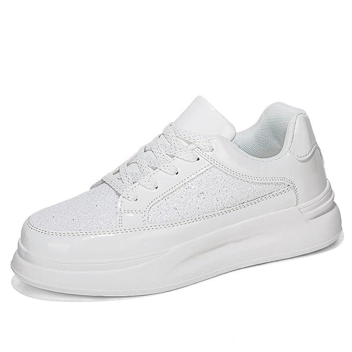 Women's Glitter Lace-Up Platform Sneakers Cushioned Sole