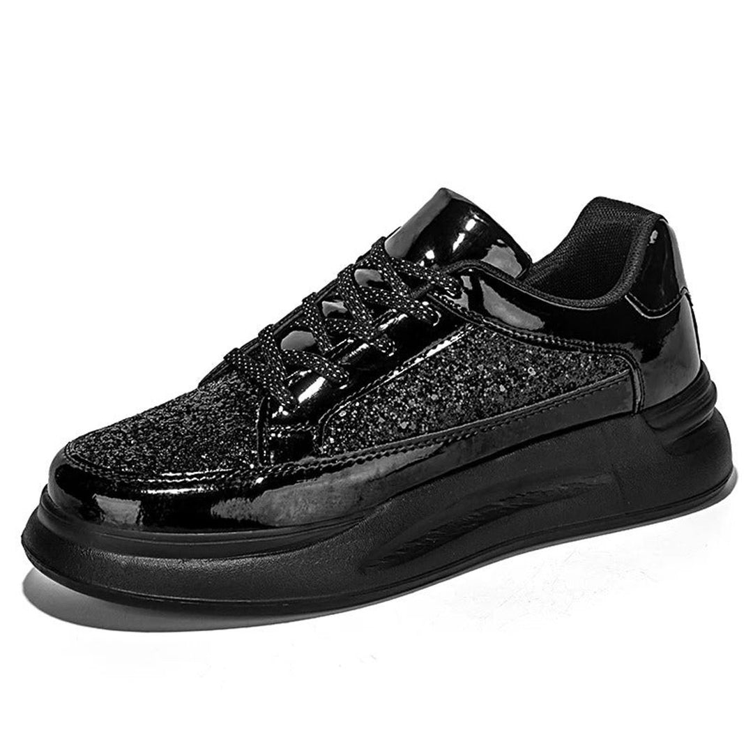 Women's Glitter Lace-Up Platform Sneakers Cushioned Sole