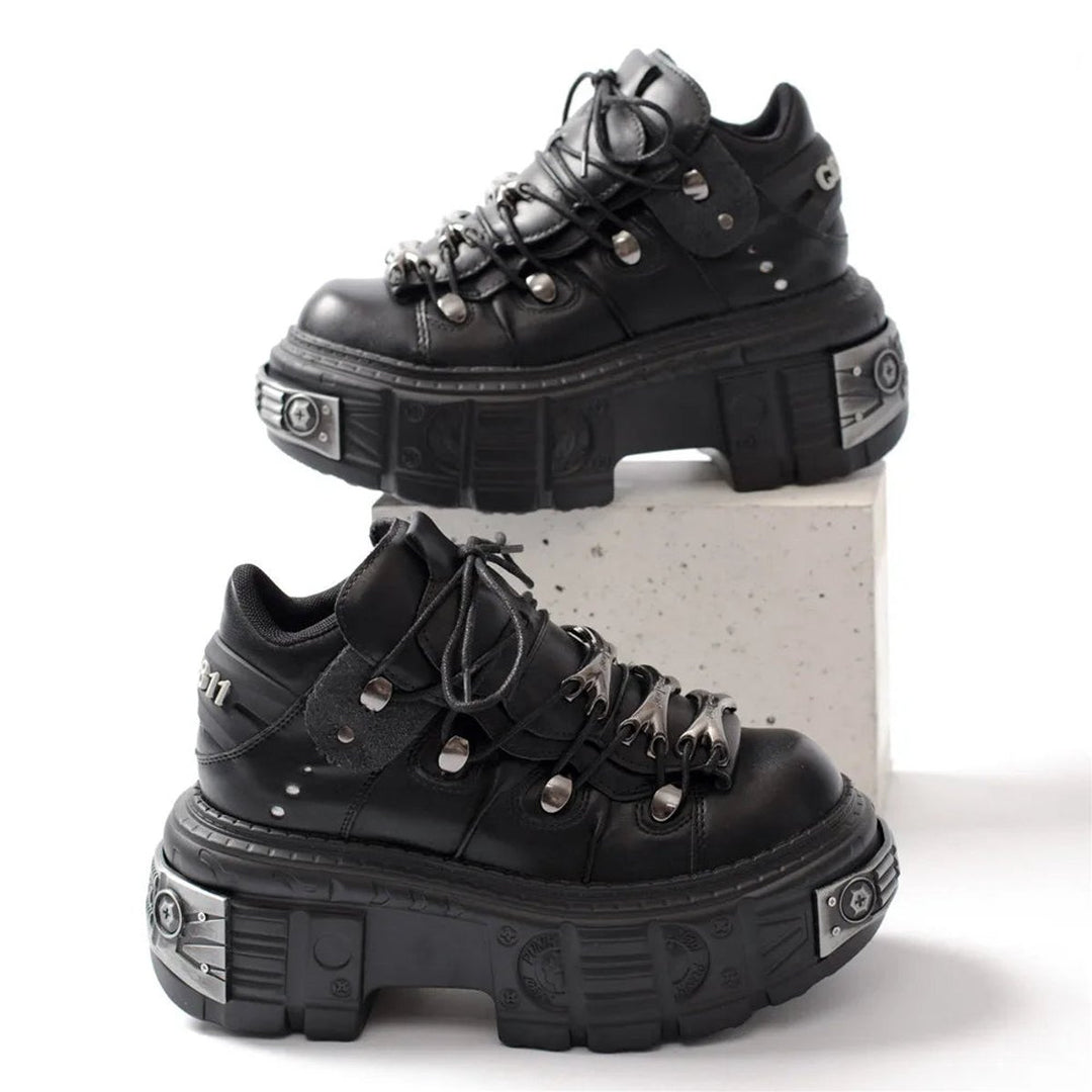 Women's Gothic Platform Lace-Up Studded Ankle Boots