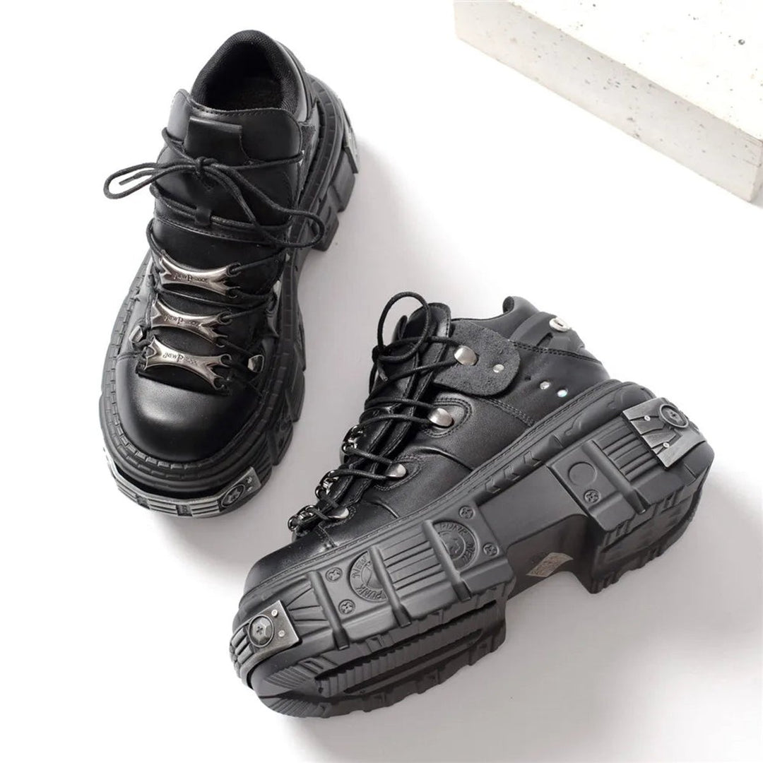 Women's Gothic Platform Lace-Up Studded Ankle Boots