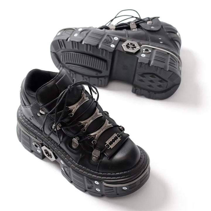 Women's Gothic Platform Lace-Up Studded Ankle Boots