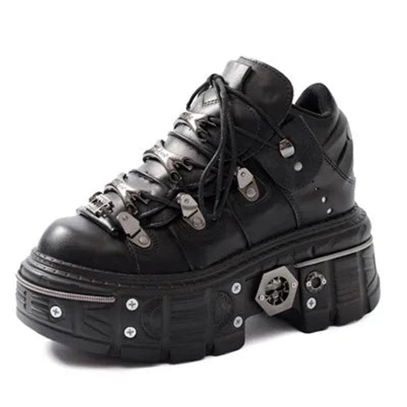Women's Gothic Platform Lace-Up Studded Ankle Boots