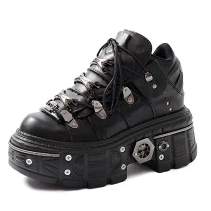 Women's Gothic Platform Lace-Up Studded Ankle Boots