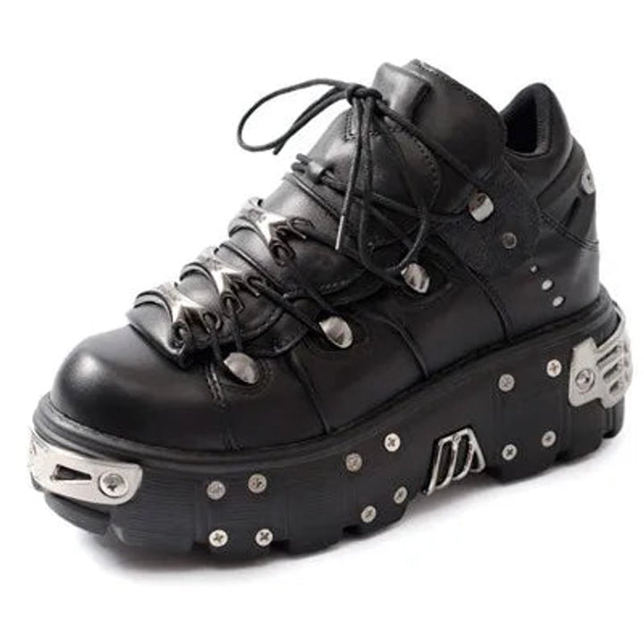 Women's Gothic Platform Lace-Up Studded Ankle Boots