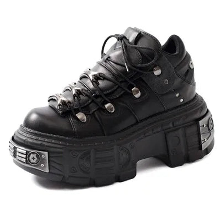 Women's Gothic Platform Lace-Up Studded Ankle Boots