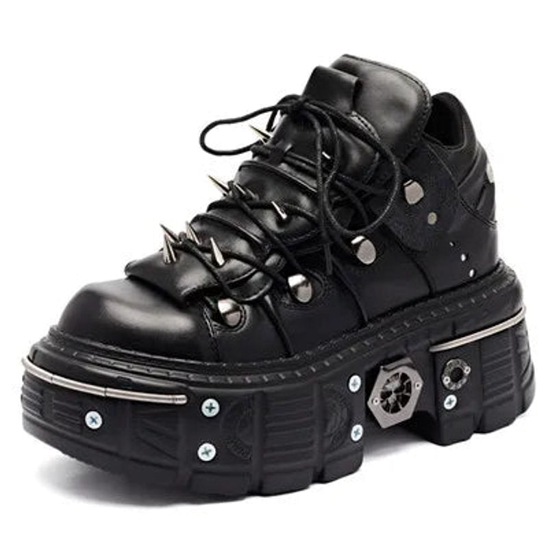 Women's Gothic Platform Lace-Up Studded Ankle Boots
