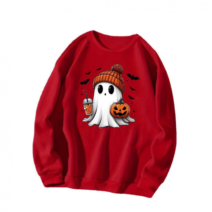 Women's Halloween Ghost Pumpkin Graphic Crewneck Sweatshirt