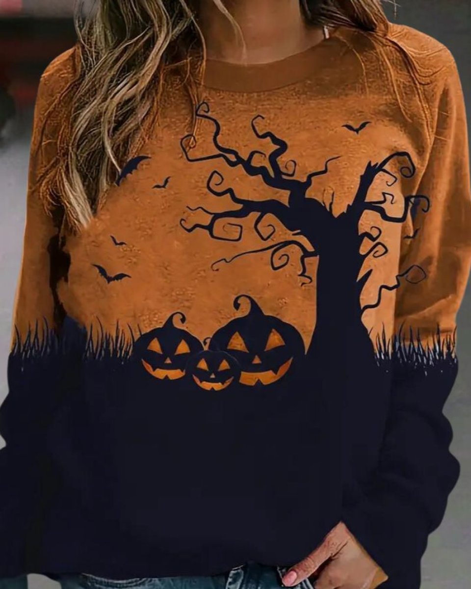 Women's Halloween Graphic Crewneck Pullover Sweatshirt