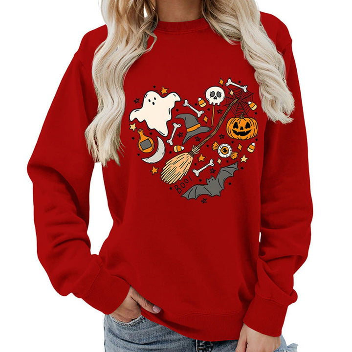 Women's Halloween Graphic Crewneck Sweatshirt - Red