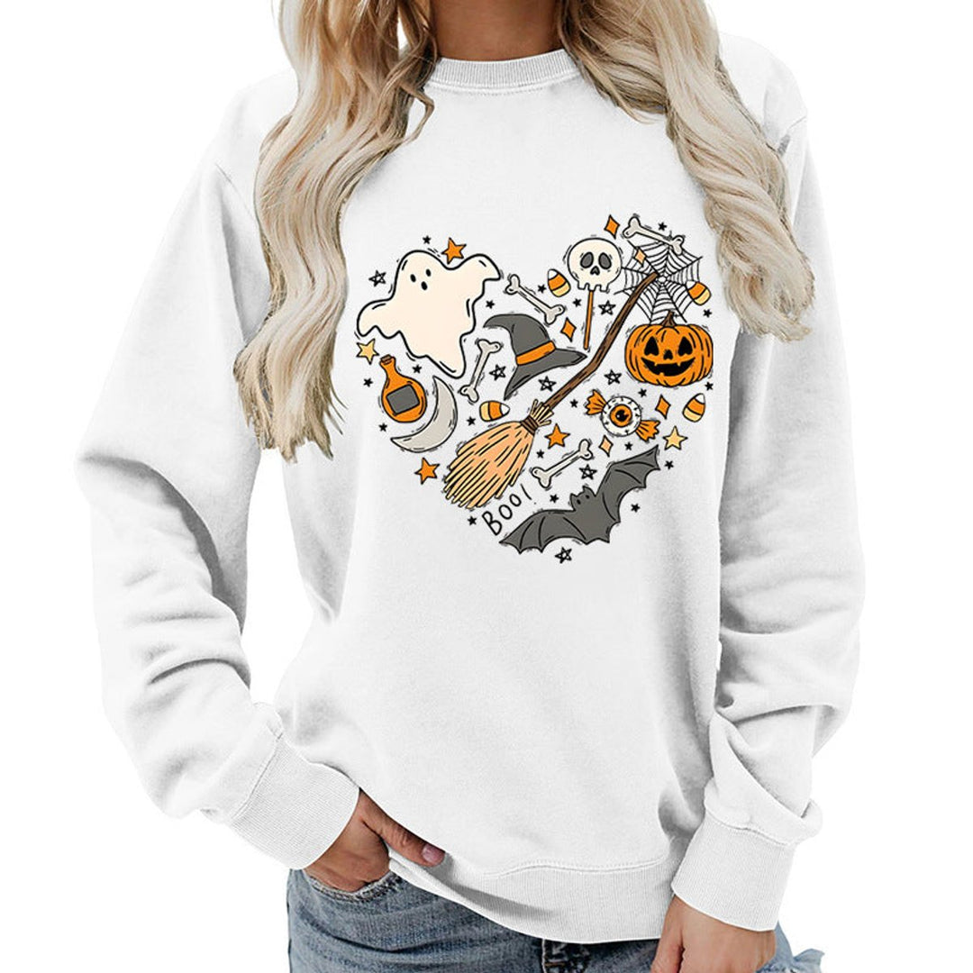 Women's Halloween Graphic Crewneck Sweatshirt - White