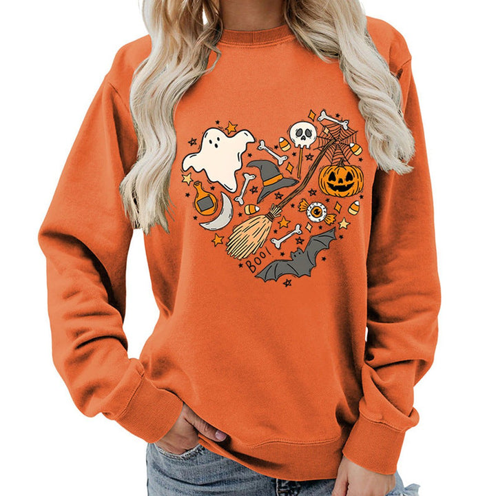 Women's Halloween Graphic Crewneck Sweatshirt - Orange