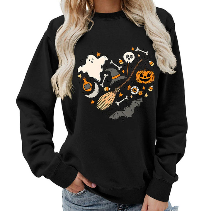 Women's Halloween Graphic Crewneck Sweatshirt - Black