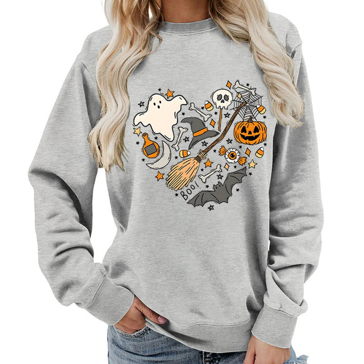 Women's Halloween Graphic Crewneck Sweatshirt - Gray