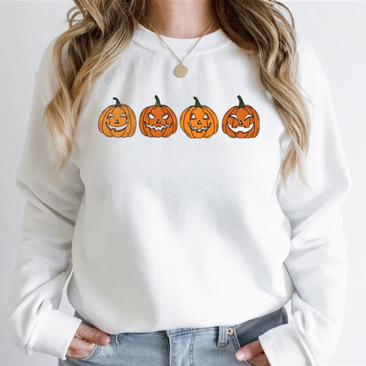 Women's Halloween Jack-O-Lantern Graphic Crewneck Sweatshirt
