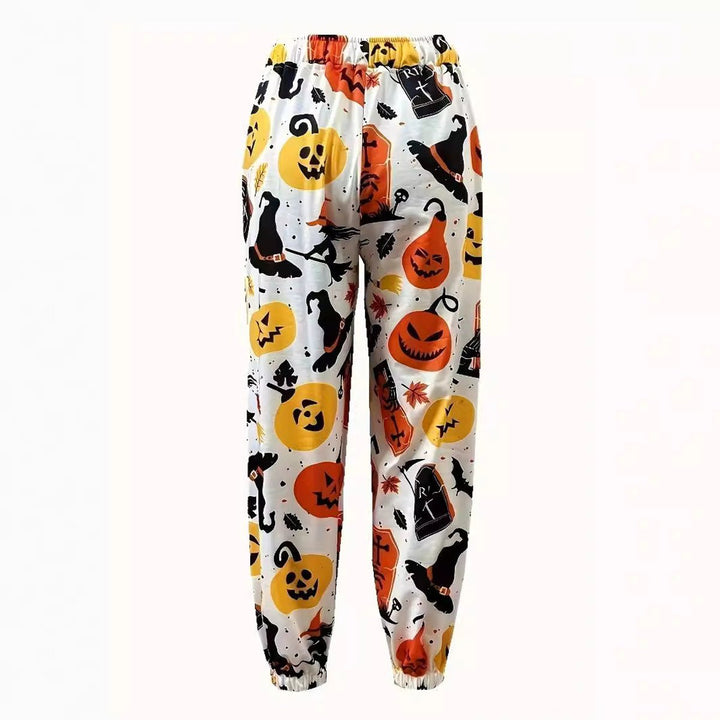 Women's Halloween Print Elastic Waist Drawstring Jogger Pants
