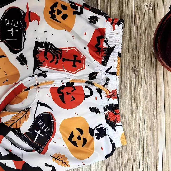 Women's Halloween Print Elastic Waist Drawstring Jogger Pants