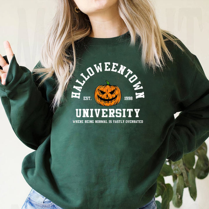 Women's Halloweentown University Graphic Pullover Sweatshirt - Dark Green