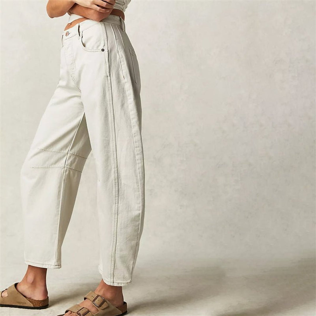 Women's High-Rise Barrel-Leg Relaxed-Fit Light Wash Jeans