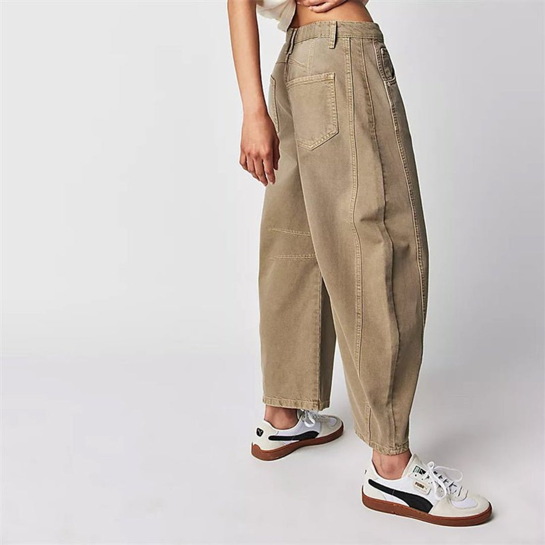 Women's High-Rise Barrel-Leg Relaxed-Fit Light Wash Jeans