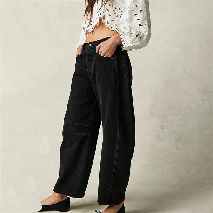 Women's High-Rise Barrel-Leg Relaxed-Fit Light Wash Jeans