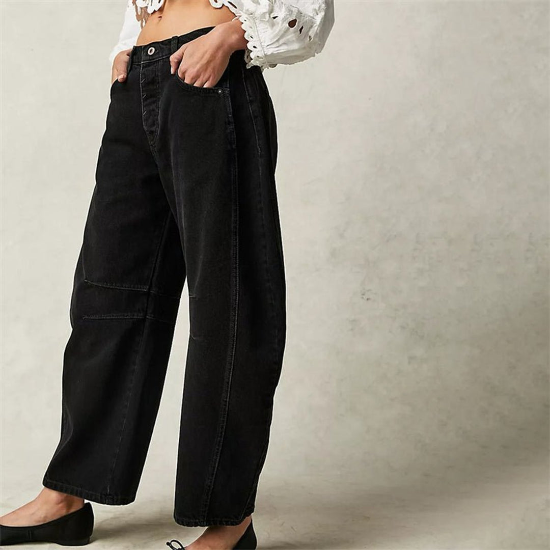 Women's High-Rise Barrel-Leg Relaxed-Fit Light Wash Jeans