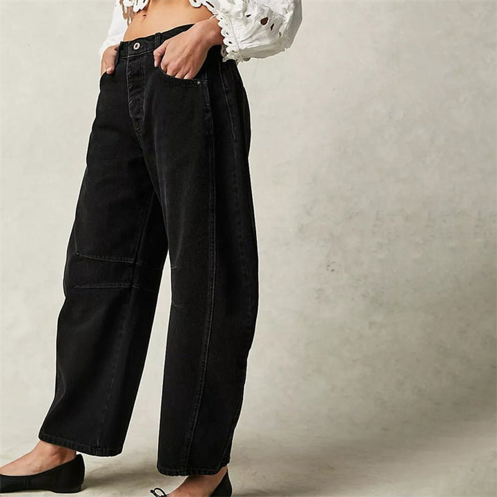 Women's High-Rise Barrel-Leg Relaxed-Fit Light Wash Jeans