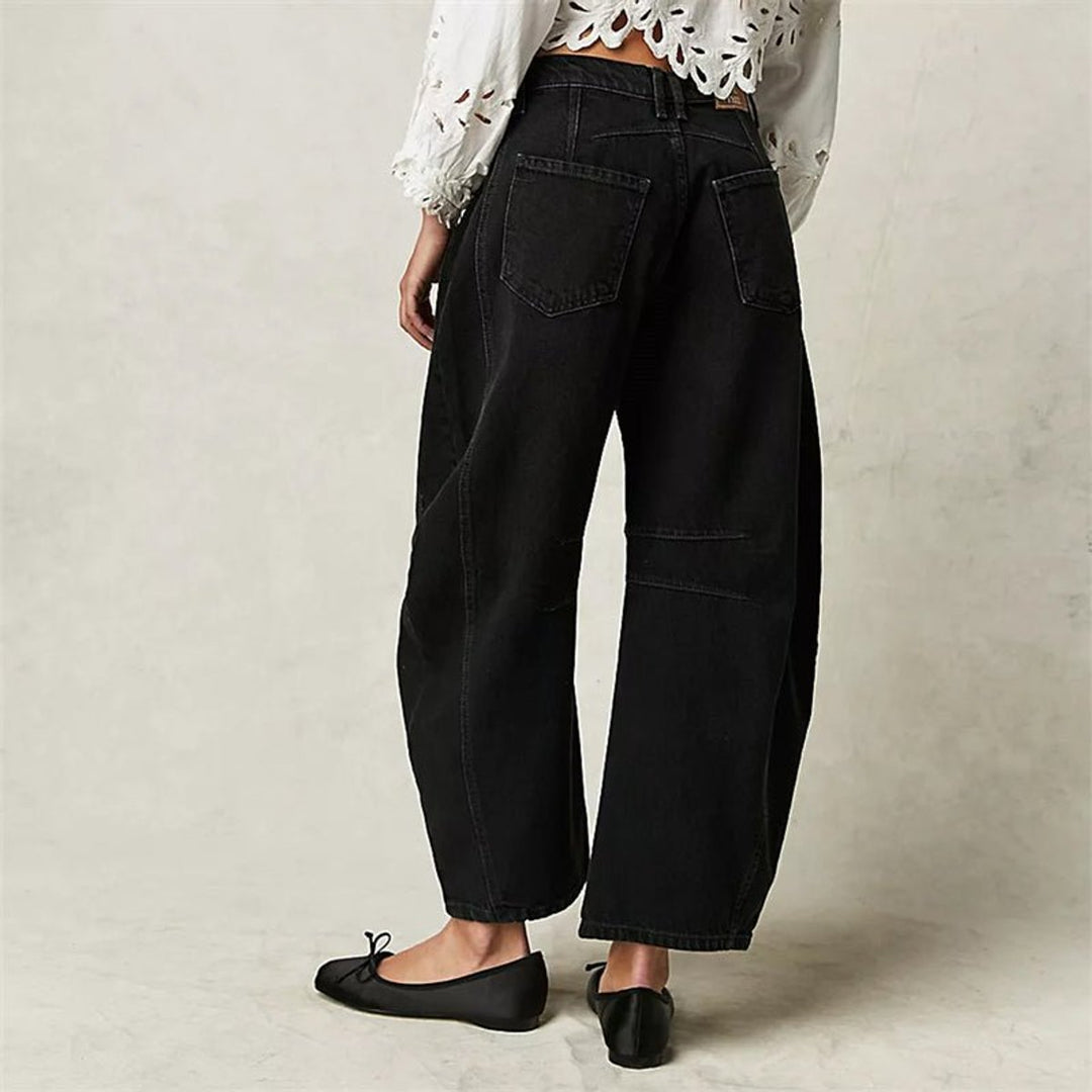 Women's High-Rise Barrel-Leg Relaxed-Fit Light Wash Jeans