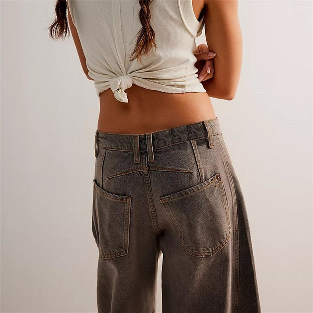 Women's High-Rise Barrel-Leg Relaxed-Fit Light Wash Jeans