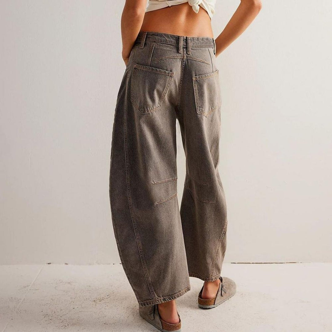 Women's High-Rise Barrel-Leg Relaxed-Fit Light Wash Jeans