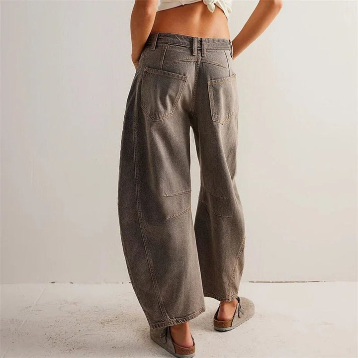 Women's High-Rise Barrel-Leg Relaxed-Fit Light Wash Jeans
