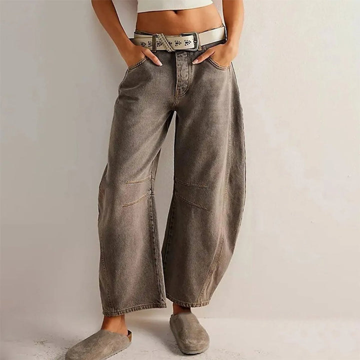 Women's High-Rise Barrel-Leg Relaxed-Fit Light Wash Jeans