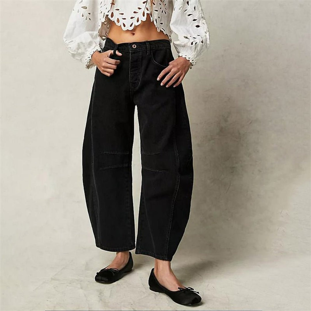 Women's High-Rise Barrel-Leg Relaxed-Fit Light Wash Jeans