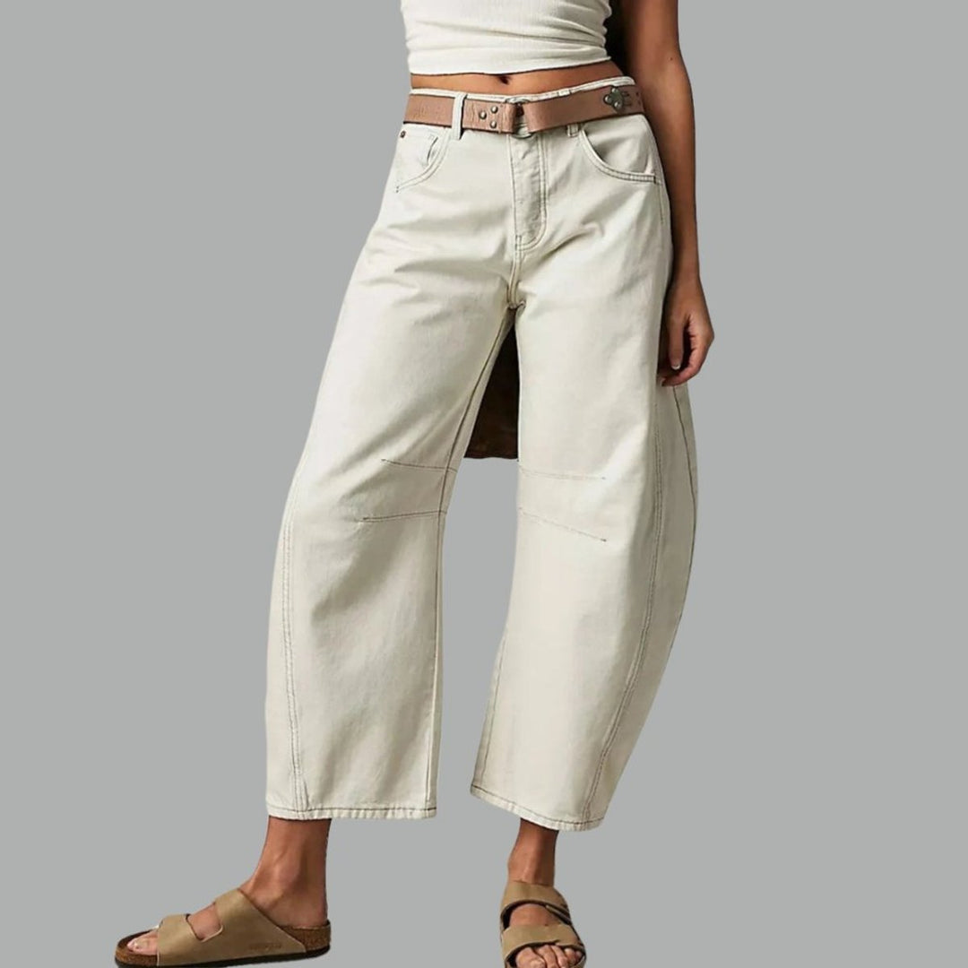 Women's High-Rise Barrel-Leg Relaxed-Fit Light Wash Jeans