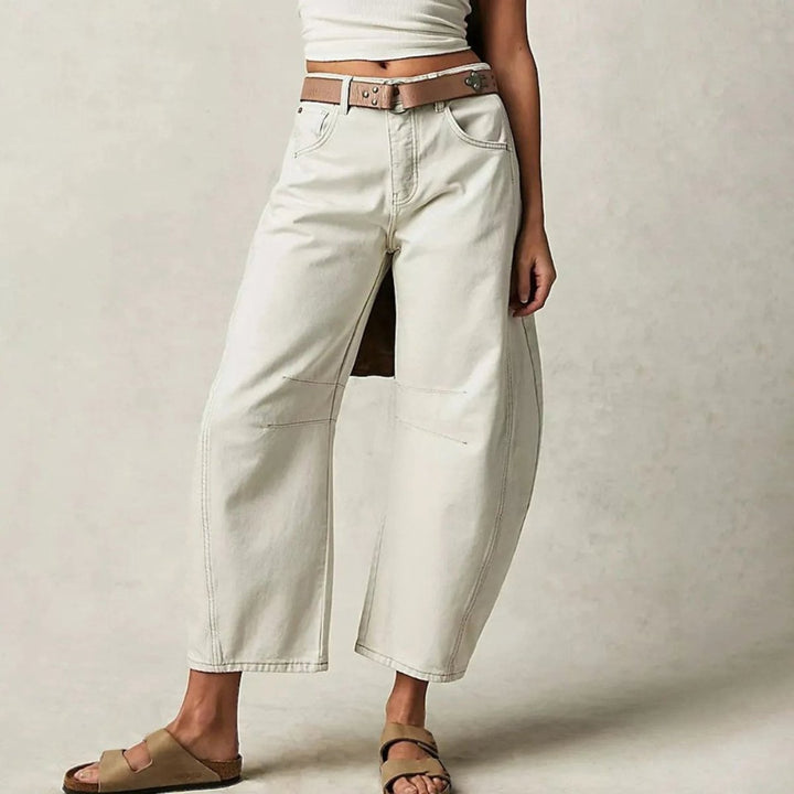 Women's High-Rise Barrel-Leg Relaxed-Fit Light Wash Jeans