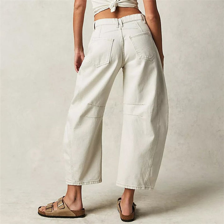 Women's High-Rise Barrel-Leg Relaxed-Fit Light Wash Jeans
