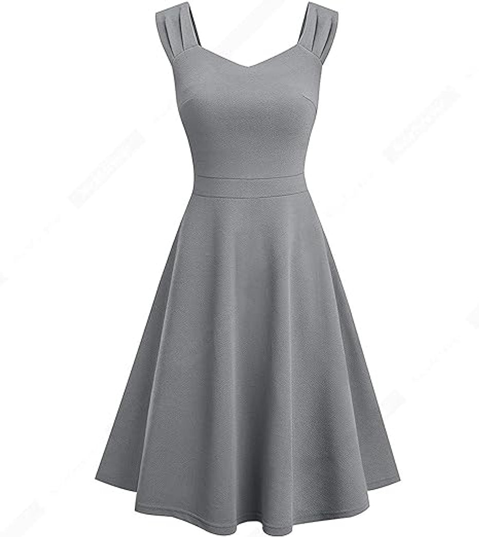 Women's High-Waist A-Line Sleeveless Fall Midi Dress