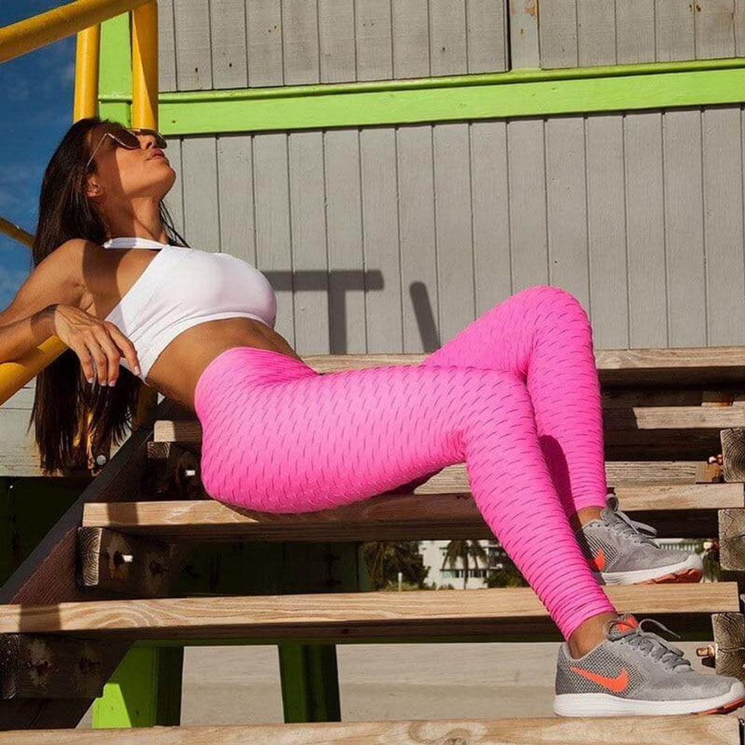 Women's High-Waist Booty-Lifting Anti-Cellulite Textured Legging