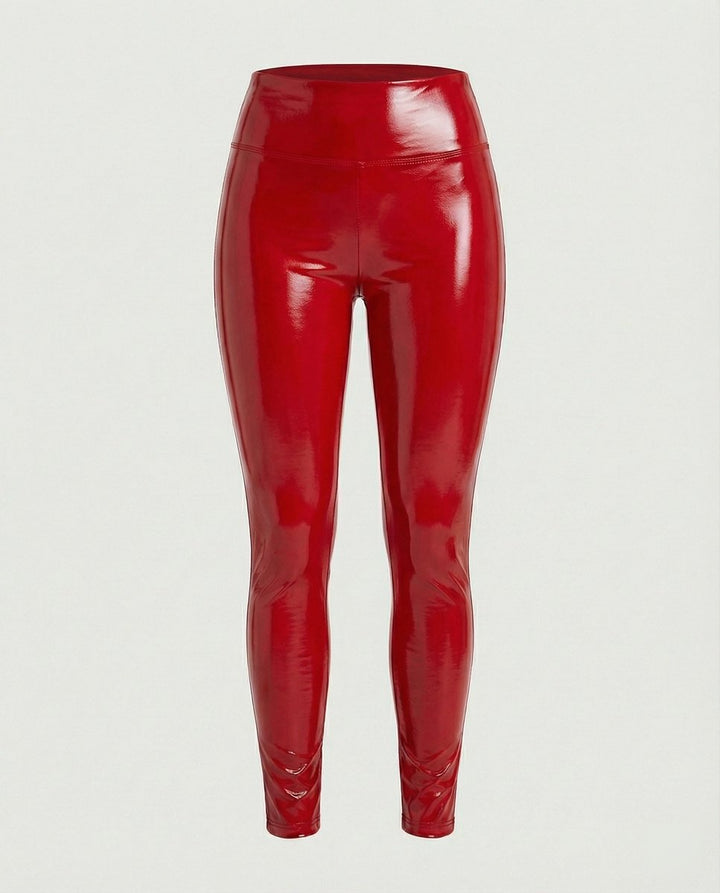 Women's High-Waist Faux Leather Ankle-Length Legging
