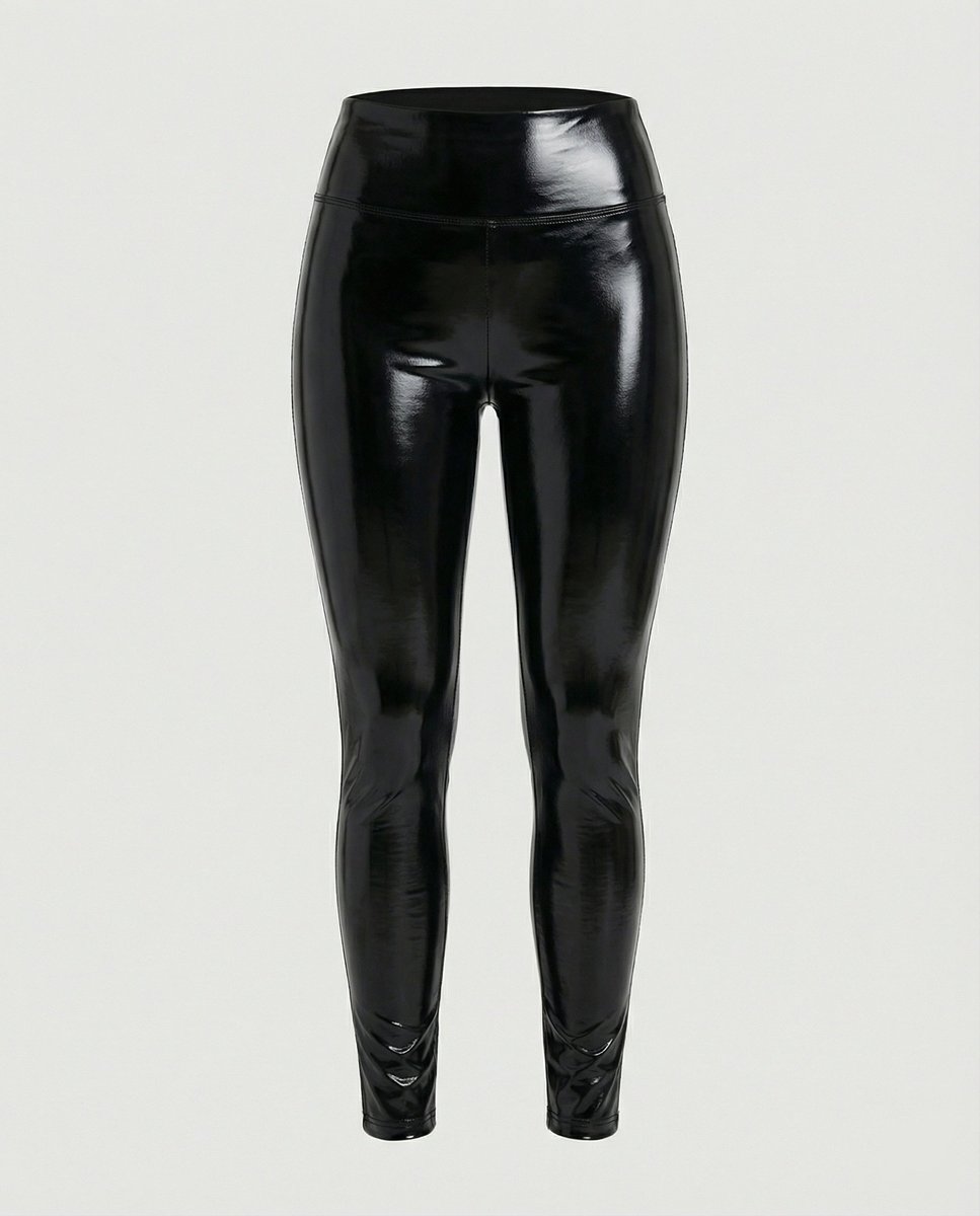 Women's High-Waist Faux Leather Ankle-Length Legging