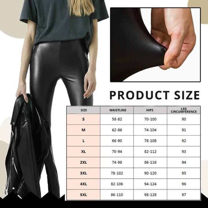 Women's High-Waist Fleece-Lined Faux Leather Shaping Leggings